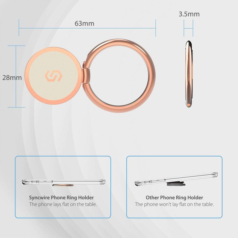 Mobile Phone Ring Holder 360 Rotating Finger Stand Universal Rose Gold Grip Unbranded