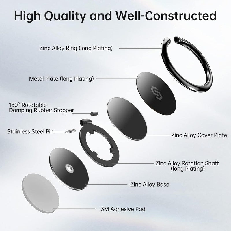Phone Ring Holder 360 Adjustable Finger Grip Stand Universal Black Mobile Loop Unbranded