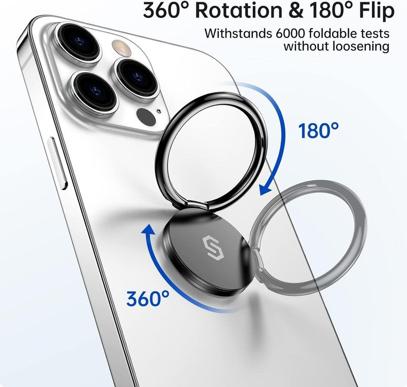Phone Ring Holder 360 Adjustable Finger Grip Stand Universal Black Mobile Loop Unbranded