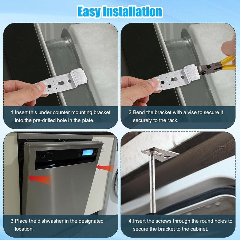 Dishwasher Mounting Clips Brackets Universal Kit Counter Fixing Screws 10pcs Set Does not apply