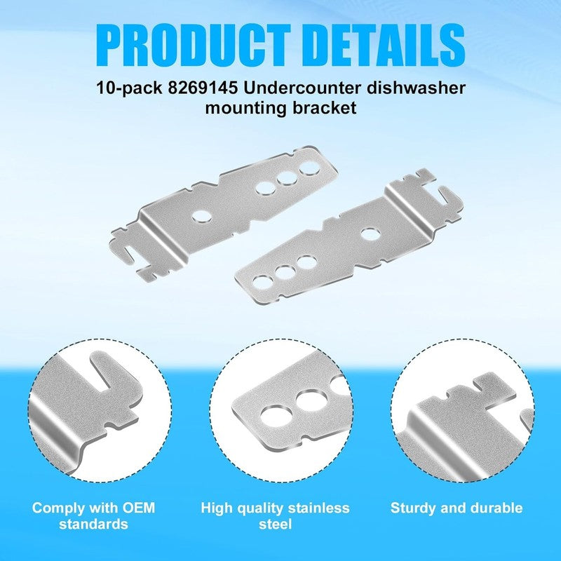 Dishwasher Mounting Clips Brackets Universal Kit Counter Fixing Screws 10pcs Set Does not apply