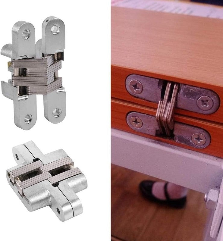 Invisible Folding Door Hinge Zinc Alloy Concealed Cross Hidden Furniture 94mmSet Unbranded