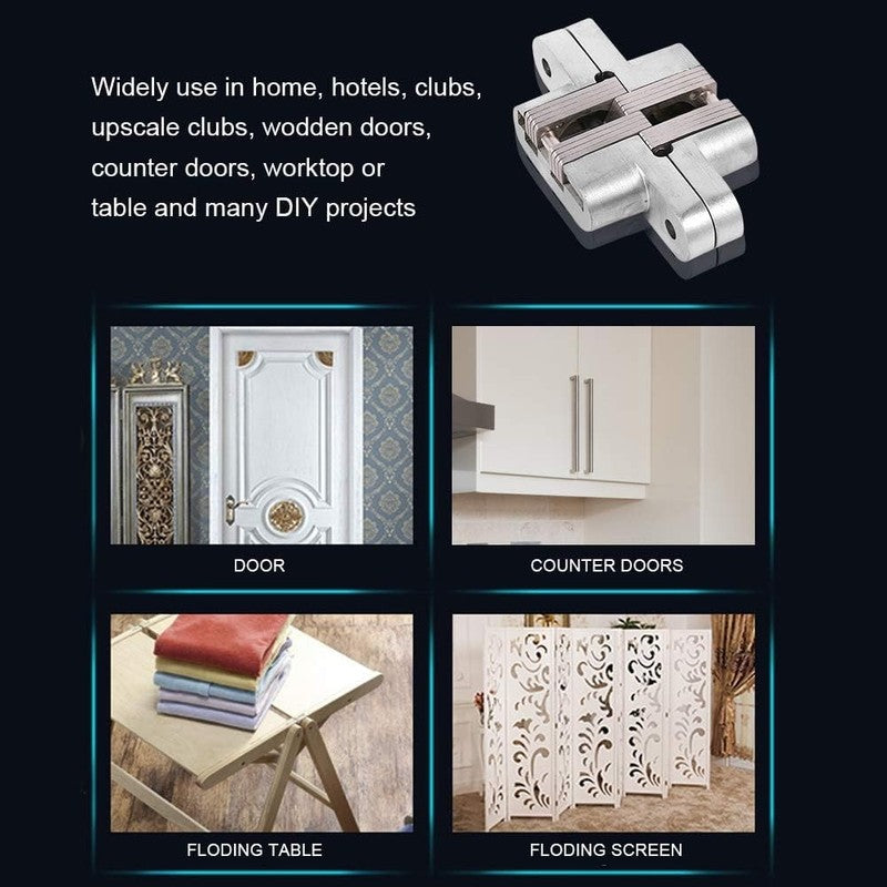 Invisible Folding Door Hinge Zinc Alloy Concealed Cross Hidden Furniture 94mmSet Unbranded
