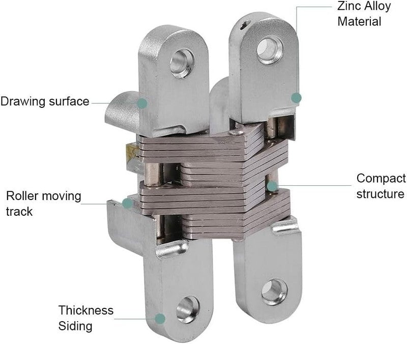 Invisible Folding Door Hinge Zinc Alloy Concealed Cross Hidden Furniture 94mmSet Unbranded