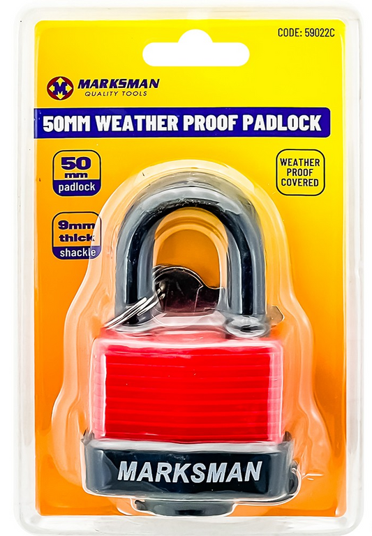 50mm Security Padlock Marksman Strong Brass with 3 Keys Weather Proof Marksman
