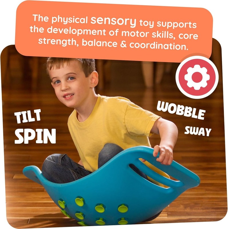 Kids Balance Board Wobble Popper Toy Sensory Popping Exercise Preschool Fun Blue Fat Brain Toys