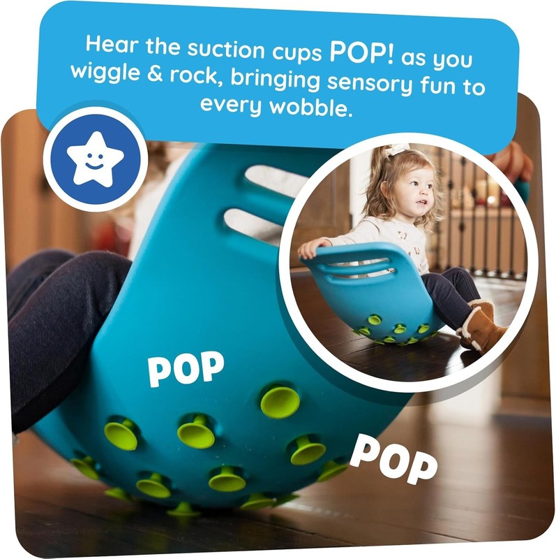 Kids Balance Board Wobble Popper Toy Sensory Popping Exercise Preschool Fun Blue Fat Brain Toys