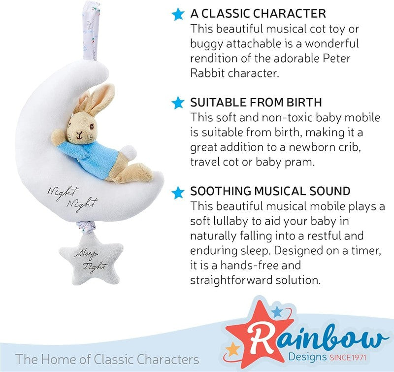 Peter Rabbit Musical Night Toy Baby Cot Plush Lullaby Soother Beatrix Potter Peter Rabbit
