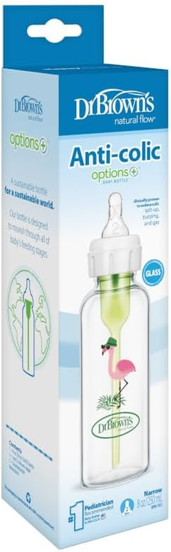 Baby Feeding Glass Bottle Dr Browns Narrow Neck Options 250ml Flamingo Dr. Brown?s