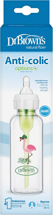 Baby Feeding Glass Bottle Dr Browns Narrow Neck Options 250ml Flamingo Dr. Brown?s