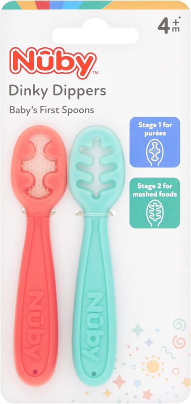 Baby First Weaning Spoons Nuby Dinky Dippers Soft Tip Feeding Set nuby