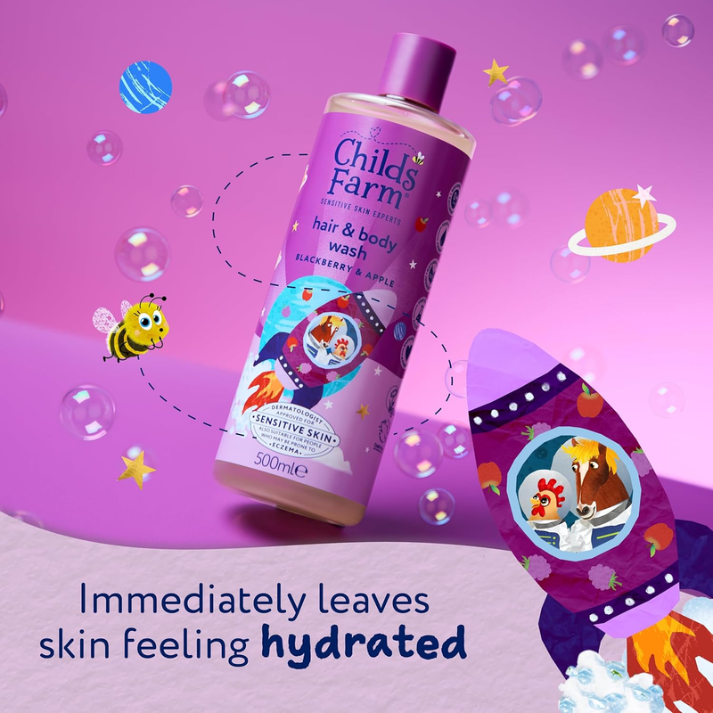 Childs Farm Kids Hair Body Wash Blackberry Apple Sensitive Skin Tear Free 500ml Childs Farm