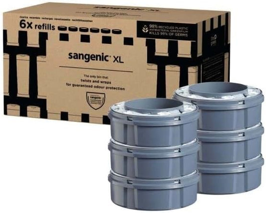 Tommee Tippee Nappy Bin Refills XL Cassettes Pack Six Sangenic Diaper Disposal R Tommee Tippee