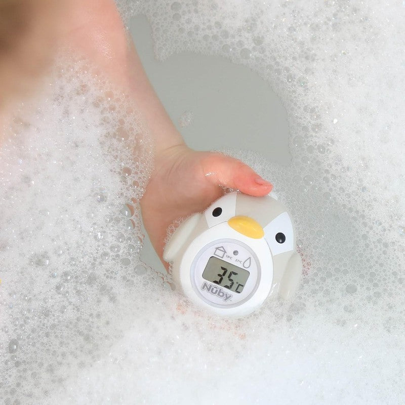 Baby Bath Thermometer Digital Nuby Penguin Safe BPA Free Newborn Grey LCD Screen nuby