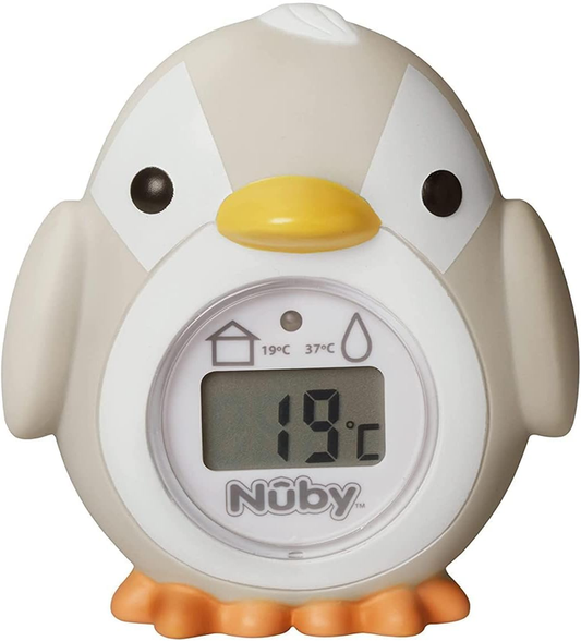 Baby Bath Thermometer Digital Nuby Penguin Safe BPA Free Newborn Grey LCD Screen nuby