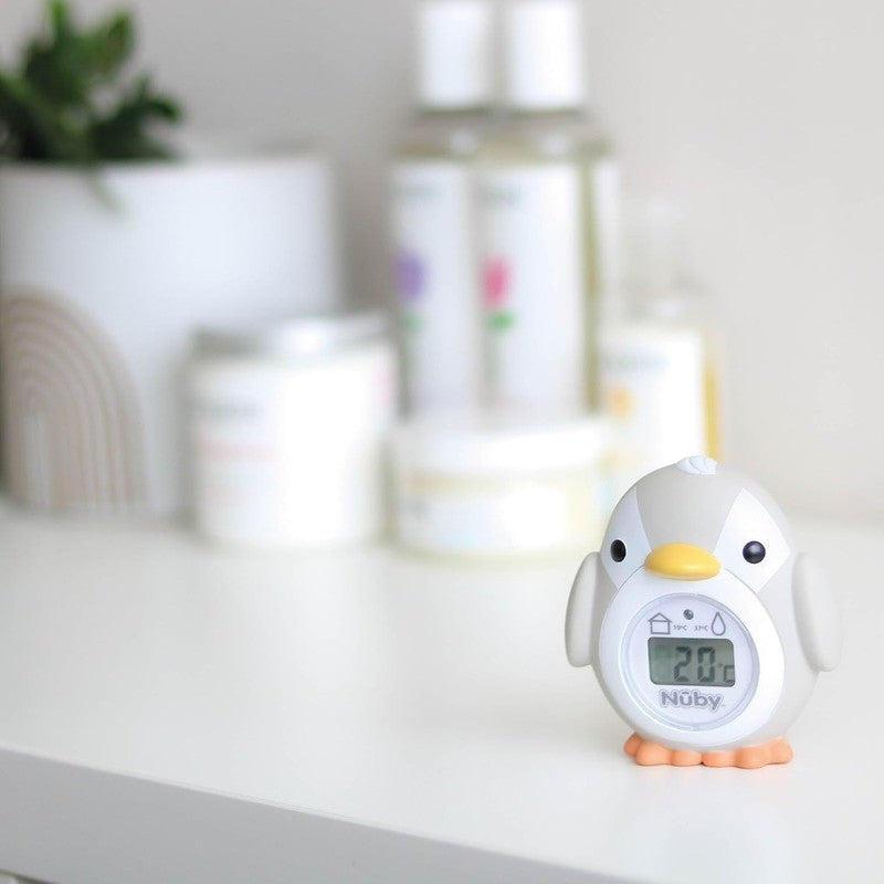 Baby Bath Thermometer Digital Nuby Penguin Safe BPA Free Newborn Grey LCD Screen nuby