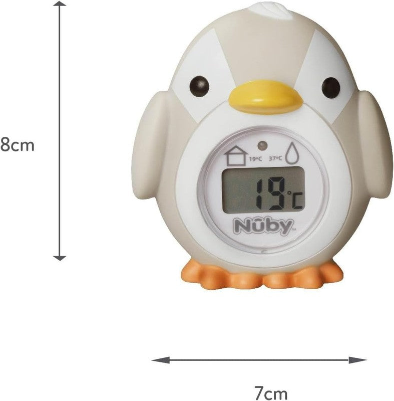 Baby Bath Thermometer Digital Nuby Penguin Safe BPA Free Newborn Grey LCD Screen nuby