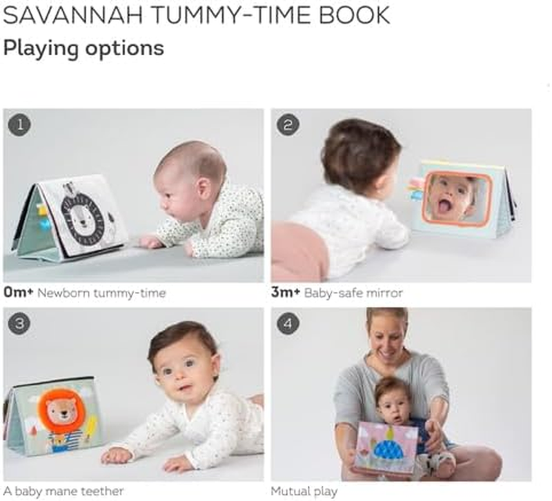 Taf Toys Savannah Tummy Time Newborn Baby Book Double Sided Sensory Mirror taf
