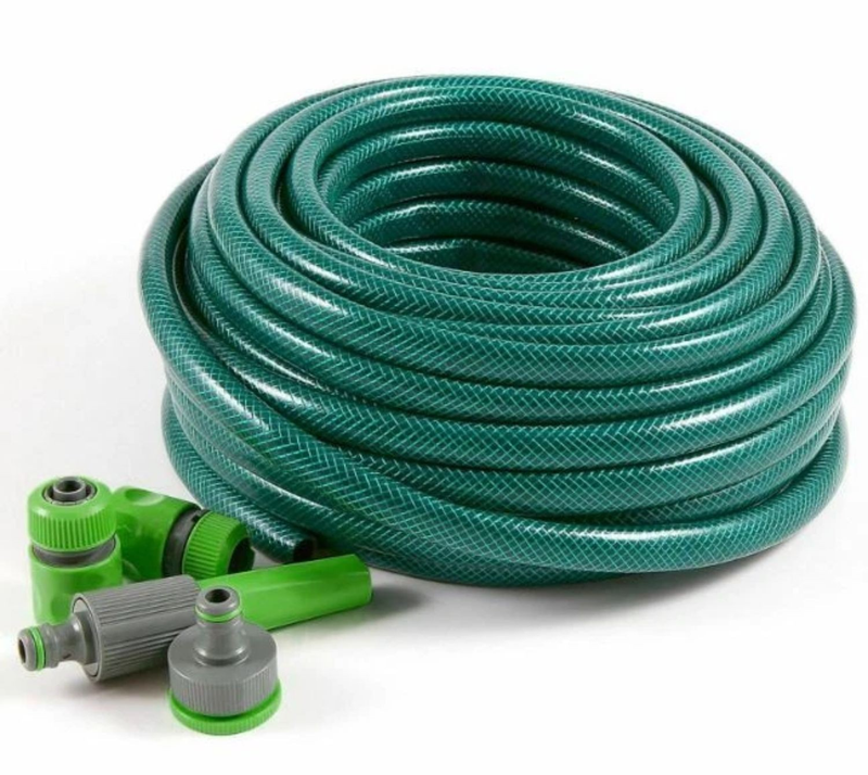 Garden Hose Pipe 15M Reinforced Spray Nozzle Set Durable Flexible Kit Marksman