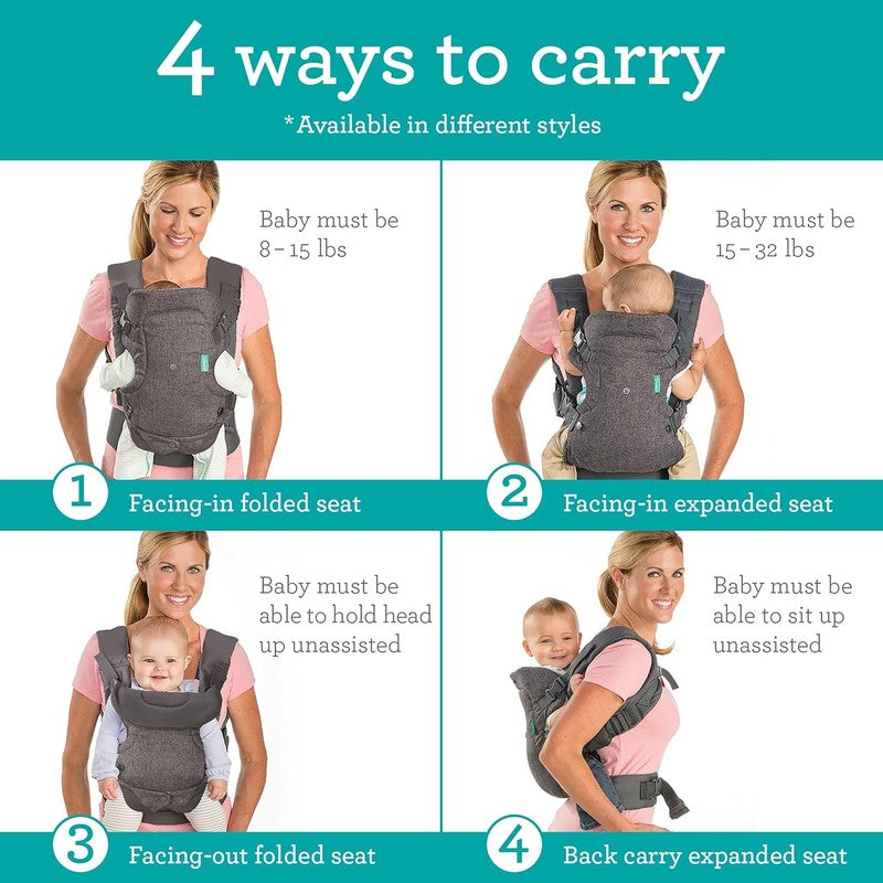 Infantino Flip Advanced 4 in 1 Ergonomic Baby Carrier Leopard Newborn Toddler Infantino