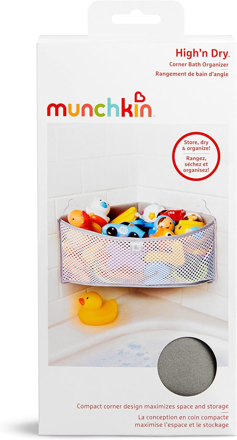 Munchkin Corner Bath Organiser High'n Dry Toy Storage Pouch Handy Container Munchkin