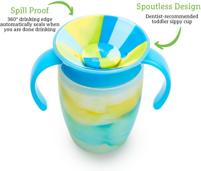 Munchkin Miracle 360 Sippy Cup Baby Trainer Spill Free Handles 7oz Blue Twin Munchkin