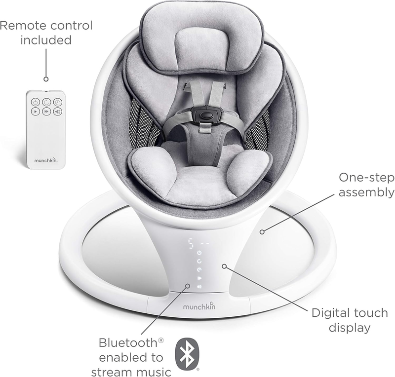 Munchkin Baby Swing Electric Bluetooth Rocker Bouncer Chair Portable White Munchkin