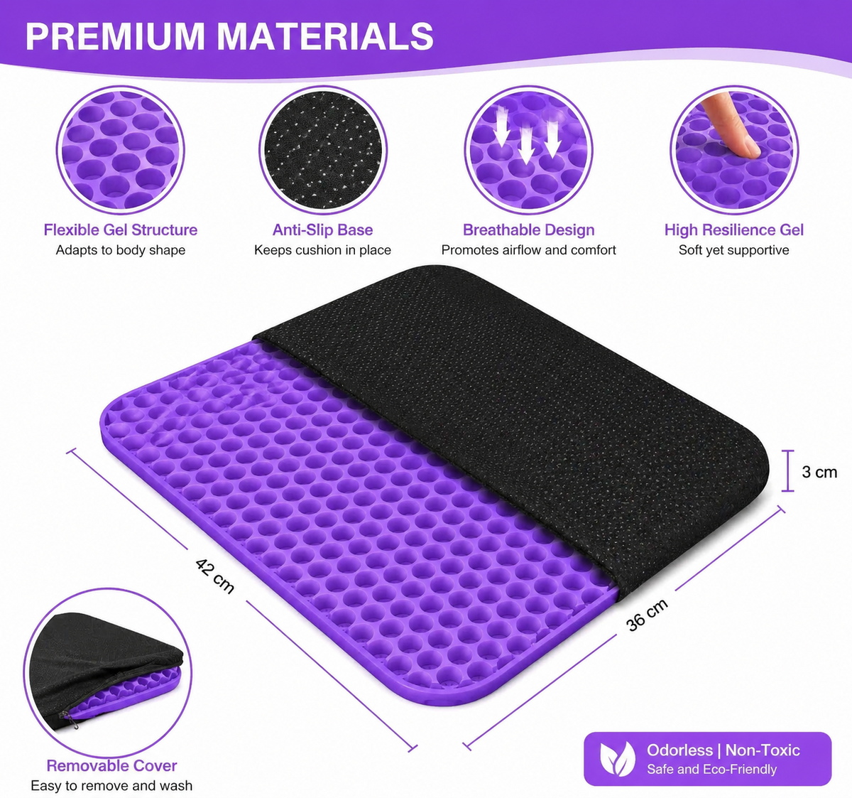 Gel Seat Cushion Pressure Relief Office Chair Car Support Breathable Non Slip Dealforanyoccasion