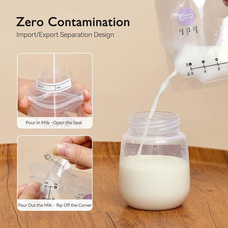 Breastmilk Storage Bags Temp Sensing Leakproof 6Oz Disposable Momcozy 50 Unbranded