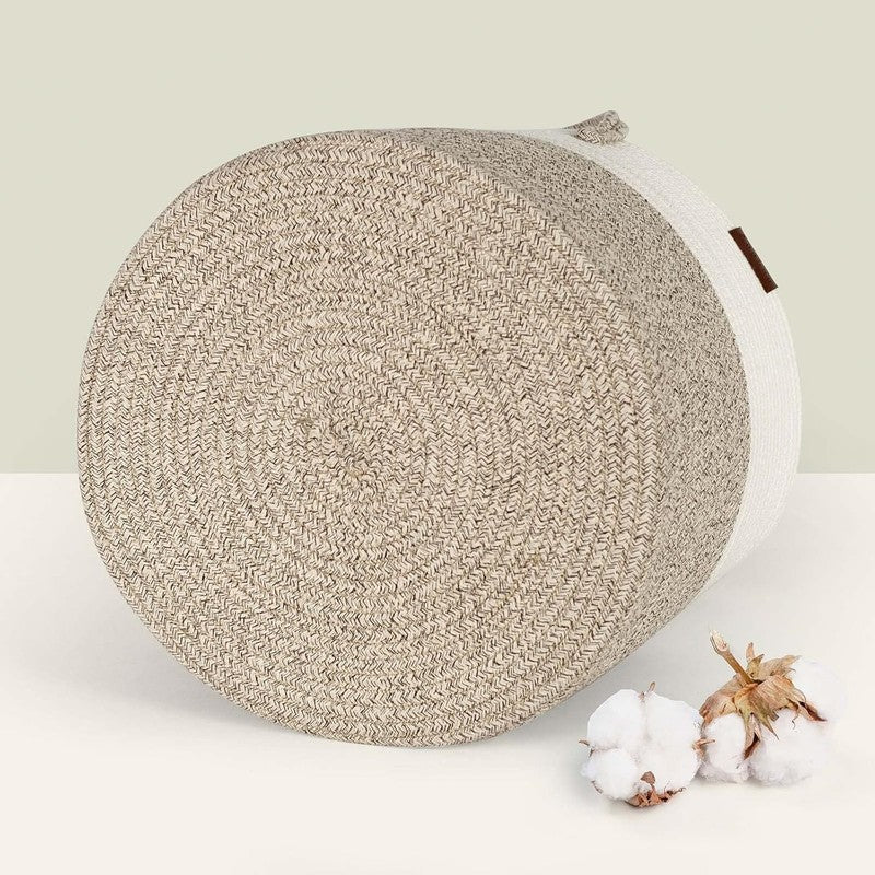 Laundry Basket Cotton Rope Woven Storage Hamper Toy Organiser Neutral 42 X 38 Cm Unbranded