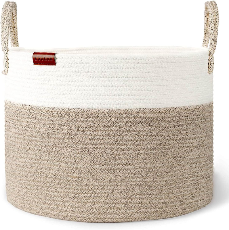 Laundry Basket Cotton Rope Woven Storage Hamper Toy Organiser Neutral 42 X 38 Cm Unbranded