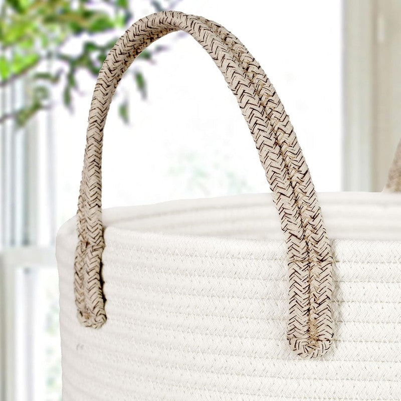 Laundry Basket Cotton Rope Woven Storage Hamper Toy Organiser Neutral 42 X 38 Cm Unbranded