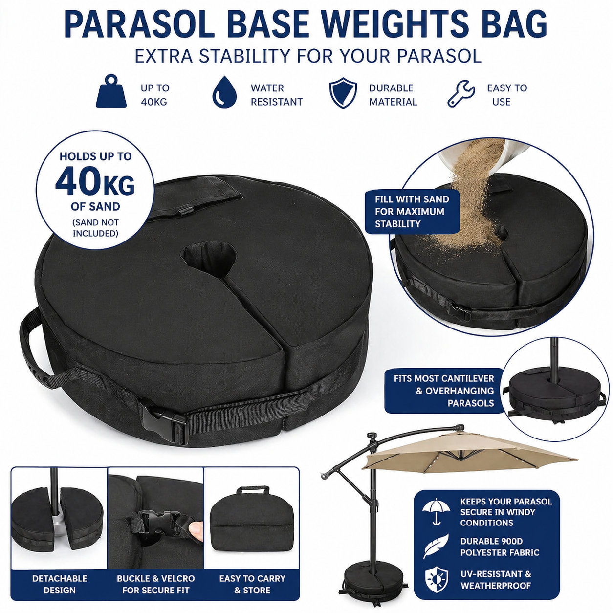 Parasol Base Weight Bag Heavy Duty Sand Fill Patio Umbrella Stand Stabiliser Unbranded