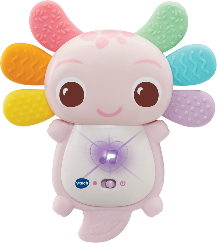 Baby Teether Sensory Toy Pink Axolotl Lights Melodies Silicone Textured Infant VTech