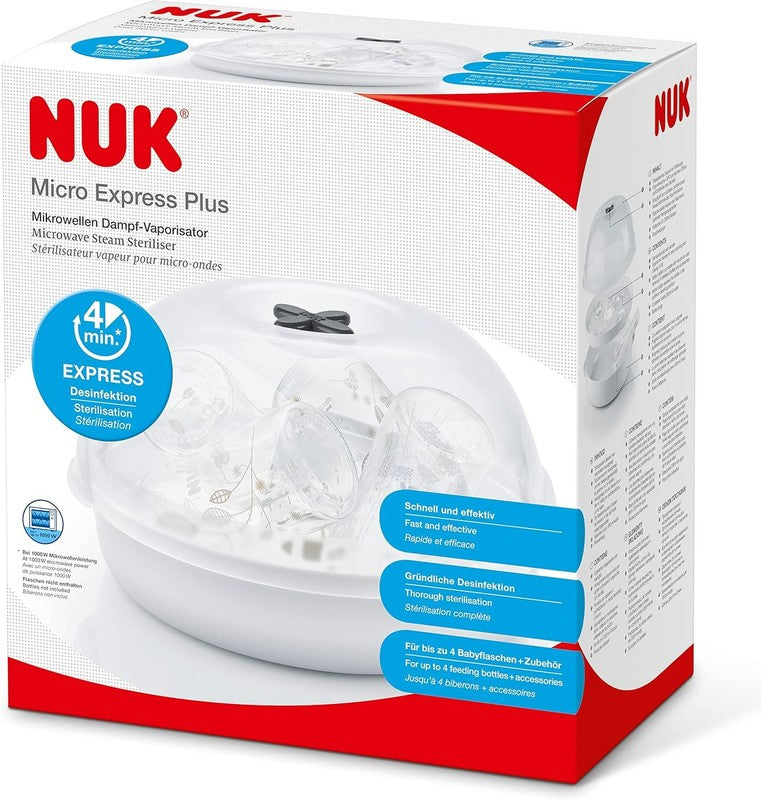 NUK Microwave Steriliser Baby Bottle Steam Cleaner 4 Bottle Quick Hygienic Set - Deal For Any Occasion