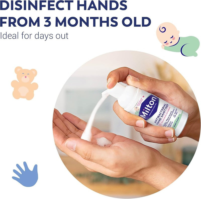 Milton Hand Sanitiser Mousse Alcohol Free Antibacterial Travel Foam Sensitive - Deal For Any Occasion