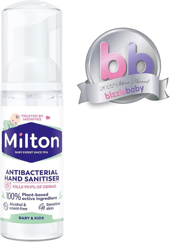 Milton Hand Sanitiser Mousse Alcohol Free Antibacterial Travel Foam Sensitive - Deal For Any Occasion