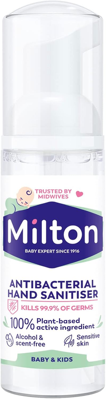 Milton Hand Sanitiser Mousse Alcohol Free Antibacterial Travel Foam Sensitive - Deal For Any Occasion
