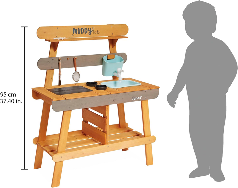 Janod Mud Kitchen Outdoor Wooden Kids Play Set Garden Toy FSC Accessories Lab janod