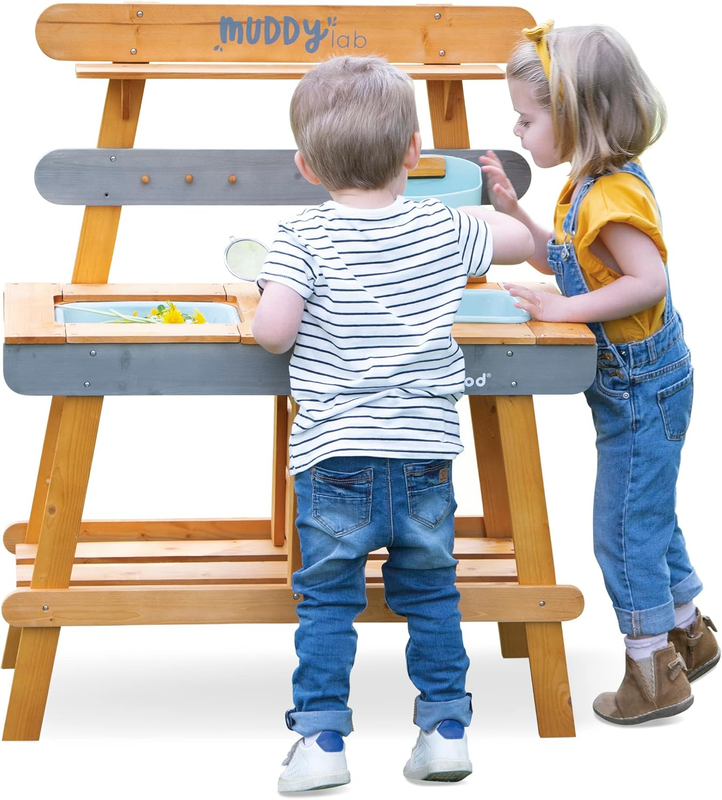 Janod Mud Kitchen Outdoor Wooden Kids Play Set Garden Toy FSC Accessories Lab janod
