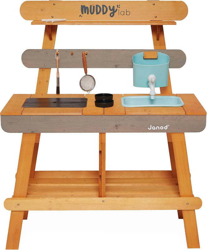 Janod Mud Kitchen Outdoor Wooden Kids Play Set Garden Toy FSC Accessories Lab janod