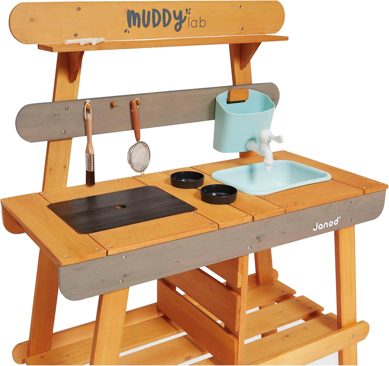 Janod Mud Kitchen Outdoor Wooden Kids Play Set Garden Toy FSC Accessories Lab janod