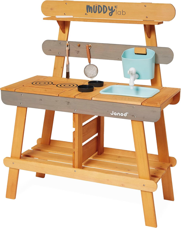 Janod Mud Kitchen Outdoor Wooden Kids Play Set Garden Toy FSC Accessories Lab janod
