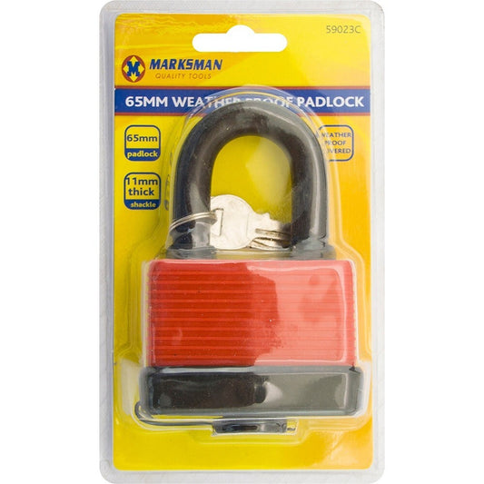 65mm Security Padlock Marksman Strong Brass with 3 Keys Weather Proof Marksman