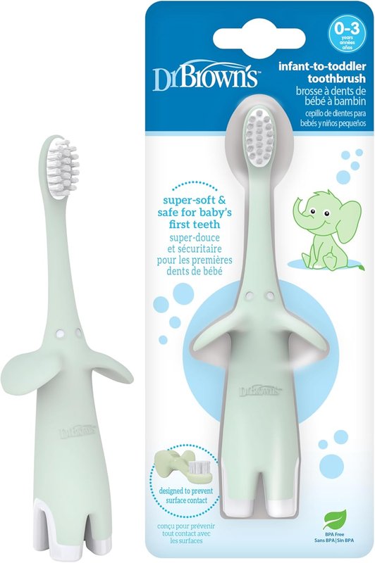 Dr Browns Baby Toddler Toothbrush Elephant Mint Soft Bristles 0-3Y dr brown
