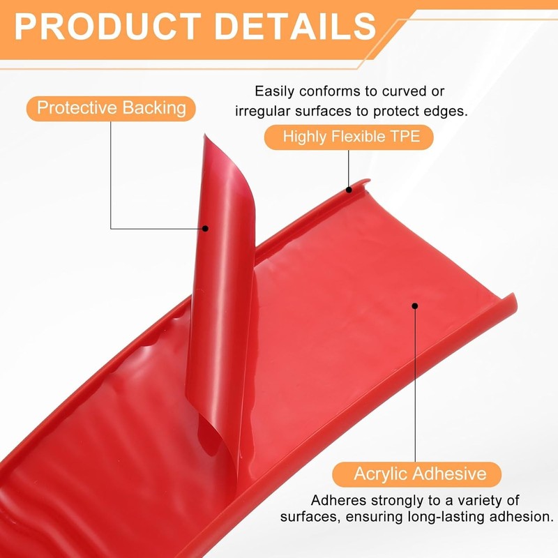 Red U Shape Edge Banding Self Adhesive TPE Furniture Trim Protector 22mm x 6M Unbranded