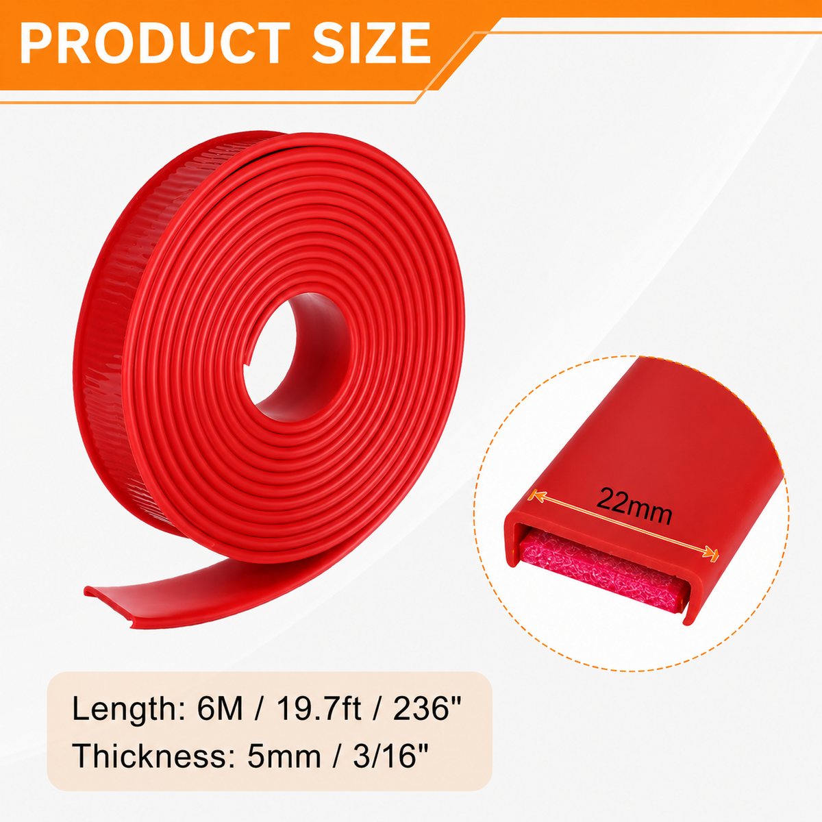 Red U Shape Edge Banding Self Adhesive TPE Furniture Trim Protector 22mm x 6M Unbranded