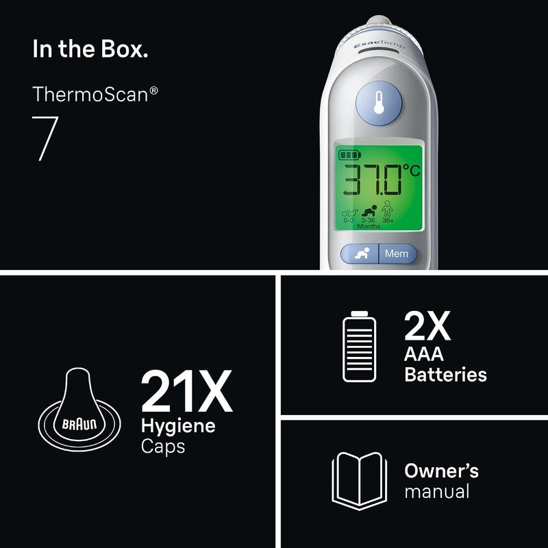 Braun ThermoScan 7 Digital Ear Thermometer Age Precision Fever Monitor Kids Braun
