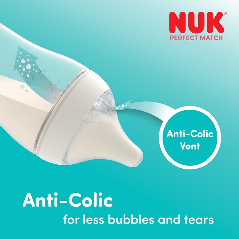 NUK Silicone Anti Colic Flow Control Baby Bottle Teats 6+ Months 2 Pack Feed NUK