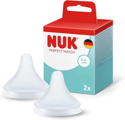 NUK Silicone Anti Colic Medium Teats 3+ Months Perfect Match Twin Pack Feed NUK